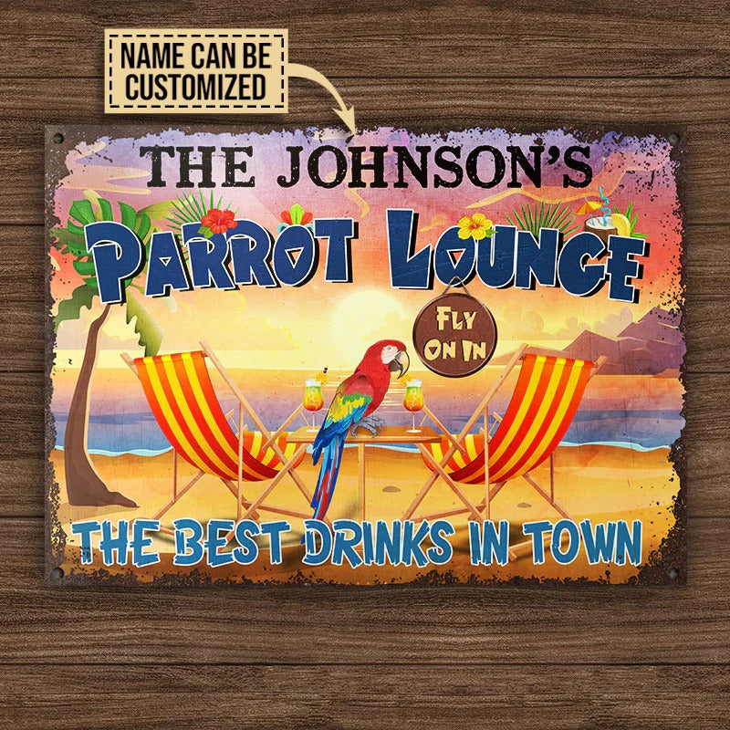 Personalized Parrot Tiki Bar Customized Classic Metal Signs