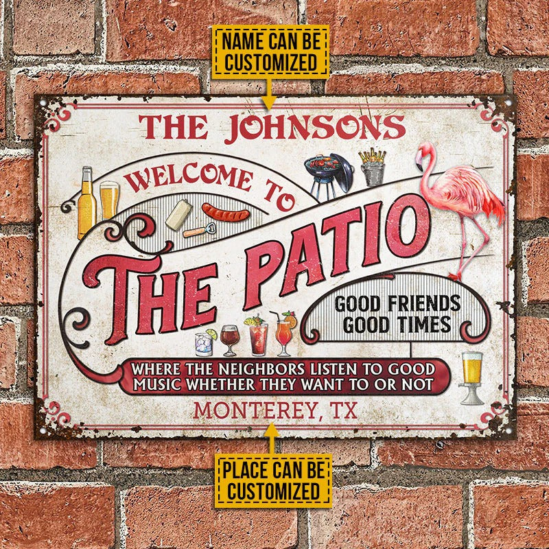 Personalized Patio Grilling Flamingo Listen To The Good Music Custom Classic Metal Signs