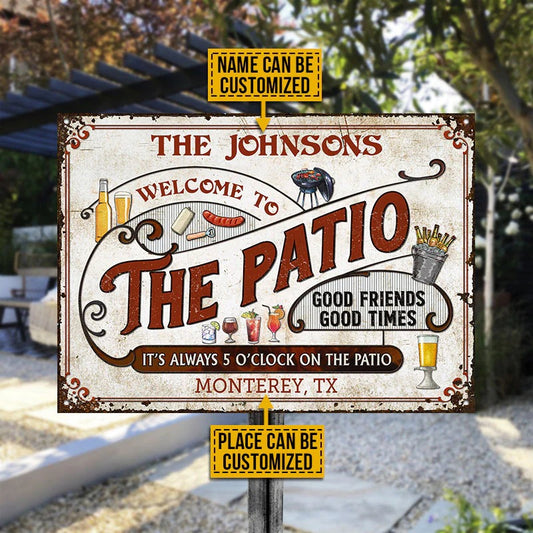 Personalized Patio Grilling Red Always 5 O'Clock Custom Classic Metal Signs