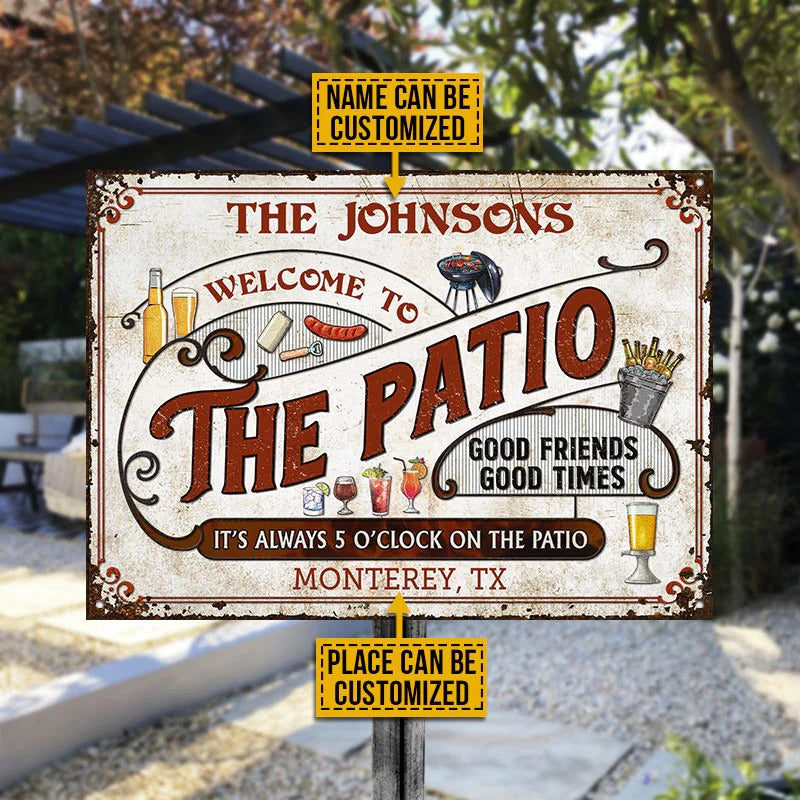 Personalized Patio Grilling Red Always 5 O'Clock Custom Classic Metal Signs