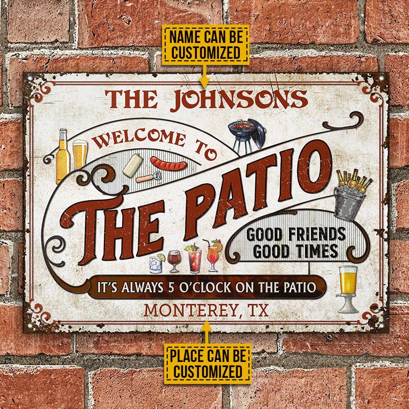 Personalized Patio Grilling Red Always 5 O'Clock Custom Classic Metal Signs