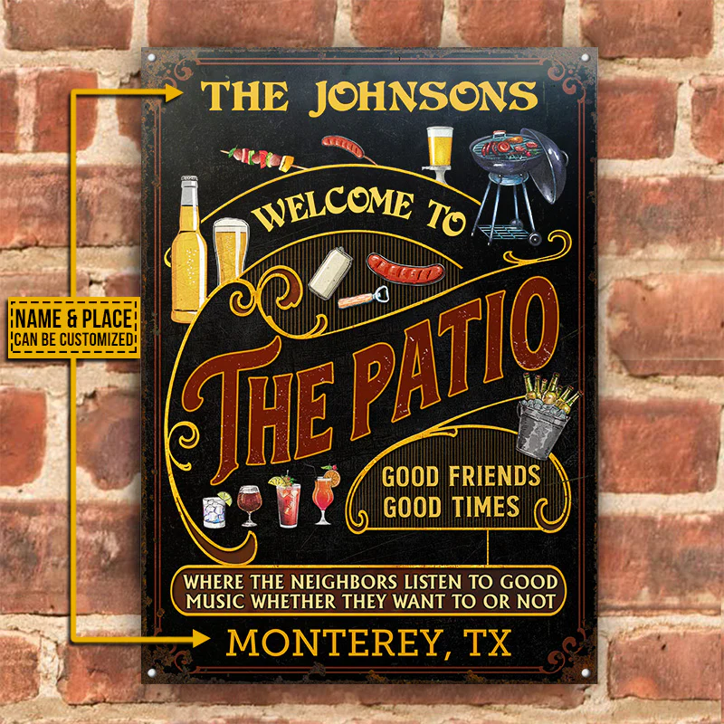 Personnalisé Patio Grilling Red Listen To The Good Music Noir Vertical Custom Classic Metal Signs