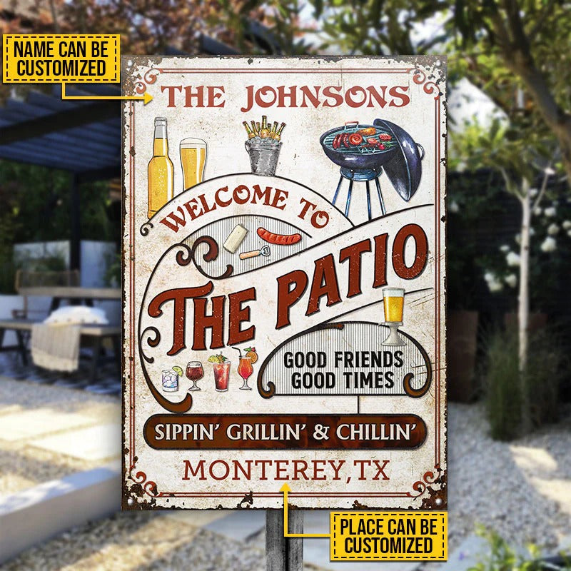 Patio personnalisé grillant des enseignes métalliques classiques verticales Sippin Grillin rouges