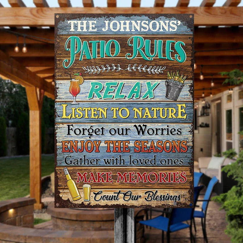 Personalized Patio Rules Make Memories Custom Classic Metal Signs