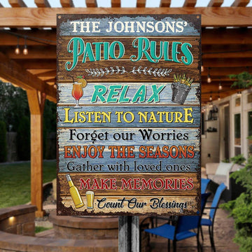 Personalized Patio Rules Make Memories Custom Classic Metal Signs