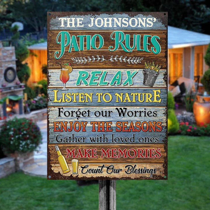 Personalized Patio Rules Make Memories Custom Classic Metal Signs