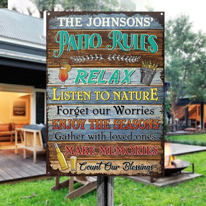 Custom Patio Rules Make Memories Custom Classic Metal Signs