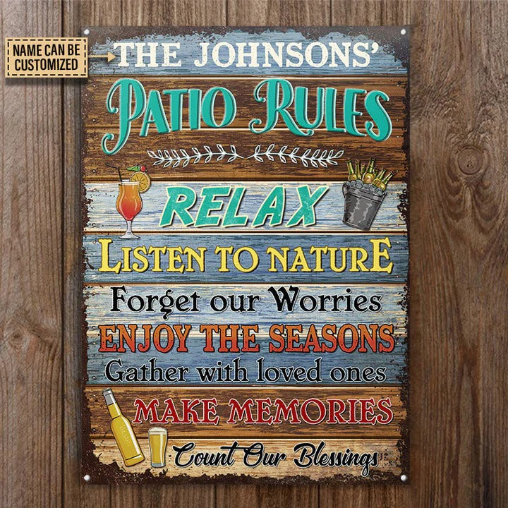 Custom Patio Rules Make Memories Custom Classic Metal Signs