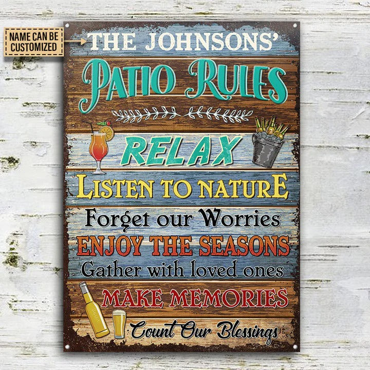 Custom Patio Rules Make Memories Custom Classic Metal Signs