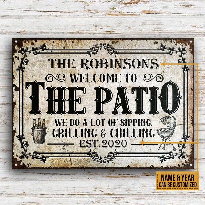 Patio personnalisé en sirotant des grillades Chilling Plaques métalliques classiques personnalisées