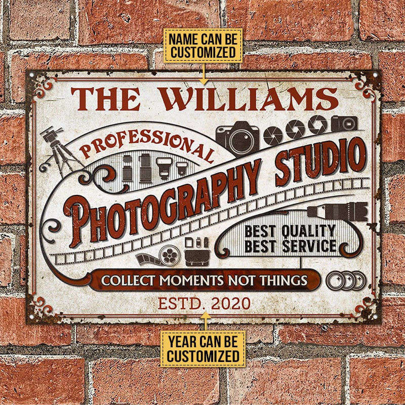 Personalized Photography Studio Sign Collect Moments Not Things Customized Classic Metal Signs