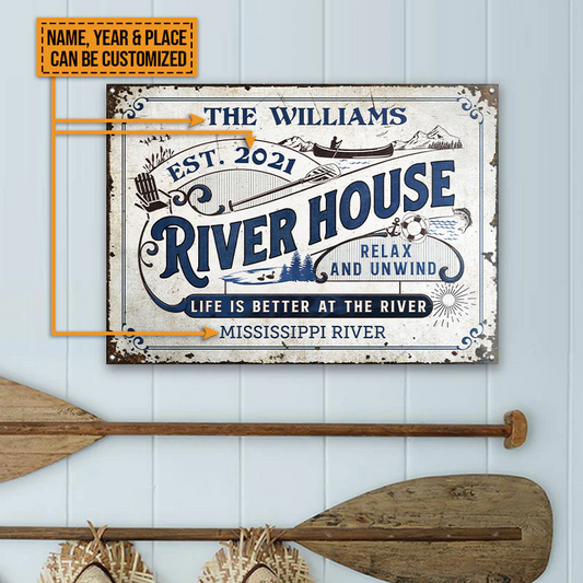 Personalized River House Life Is Better Custom Classic Metal Signs