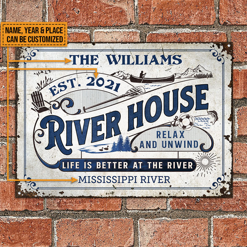 Personalized River House Life Is Better Custom Classic Metal Signs