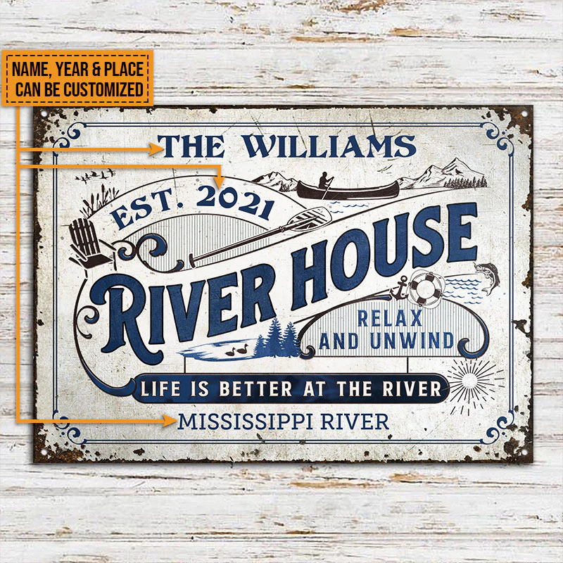 Personalized River House Life Is Better Custom Classic Metal Signs