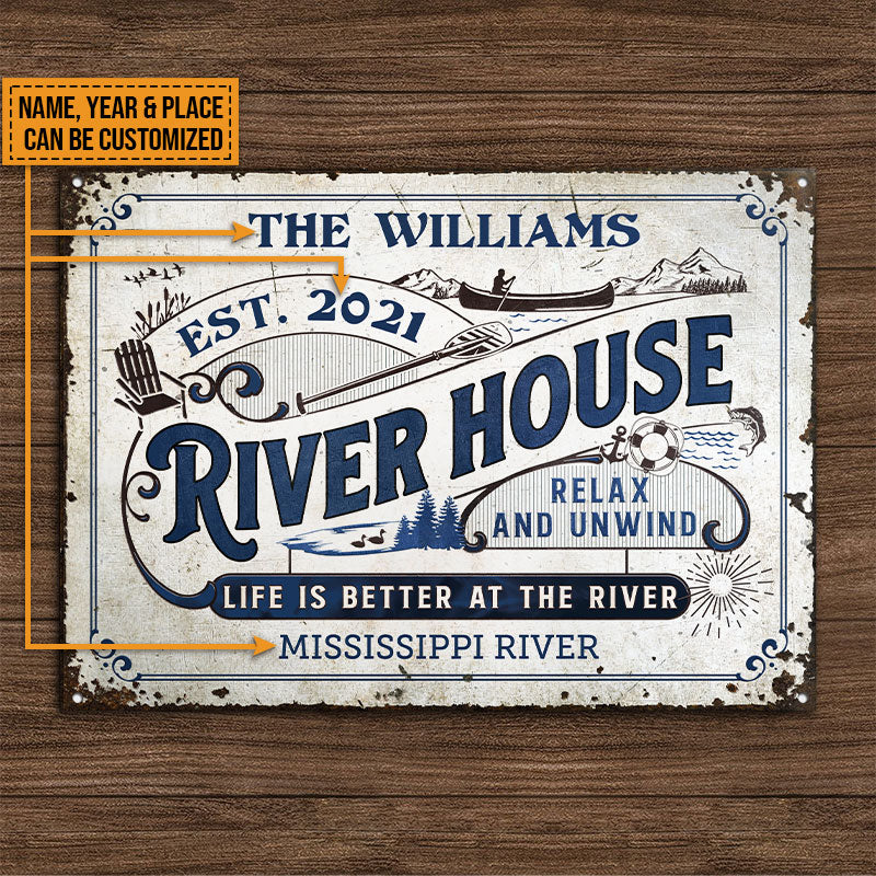 Personalized River House Life Is Better Custom Classic Metal Signs