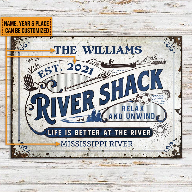 Personalized River Shack Life Is Better Custom Classic Metal Signs