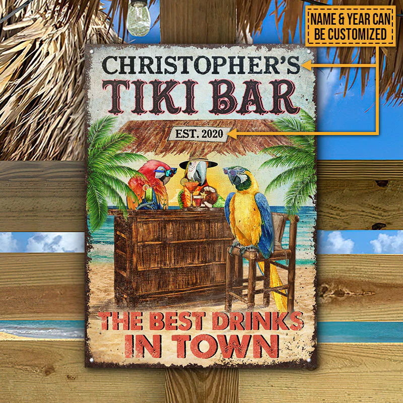 Tiki Bar personnalisé Best Drinks Plaques métalliques classiques personnalisées