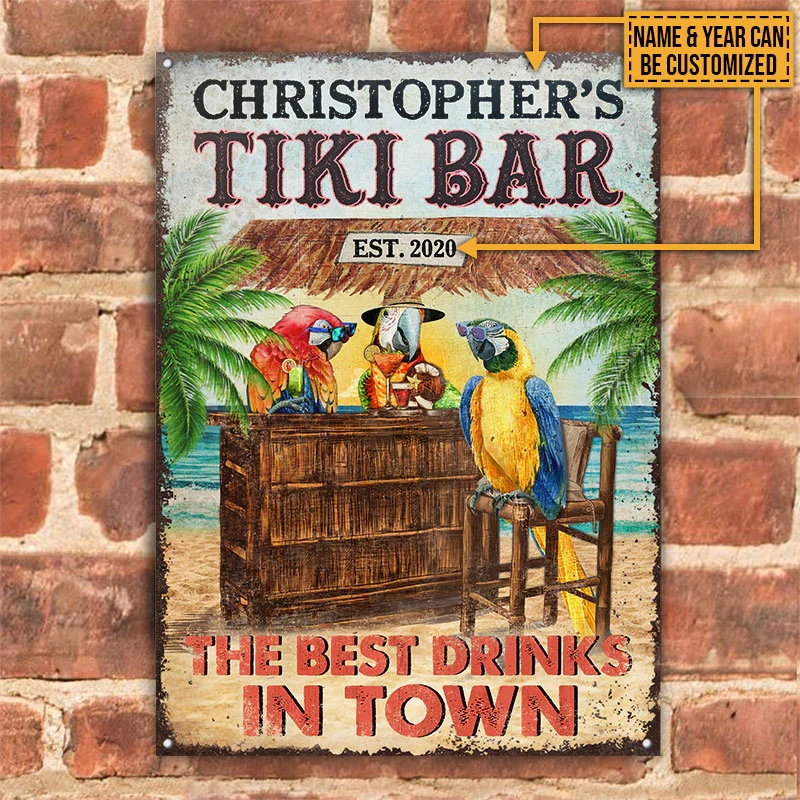 Personalized Tiki Bar Best Drinks Custom Classic Metal Signs