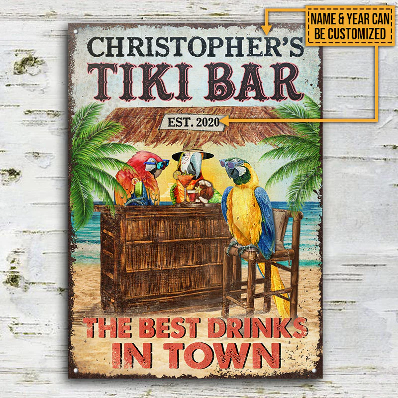 Personalized Tiki Bar Best Drinks Custom Classic Metal Signs