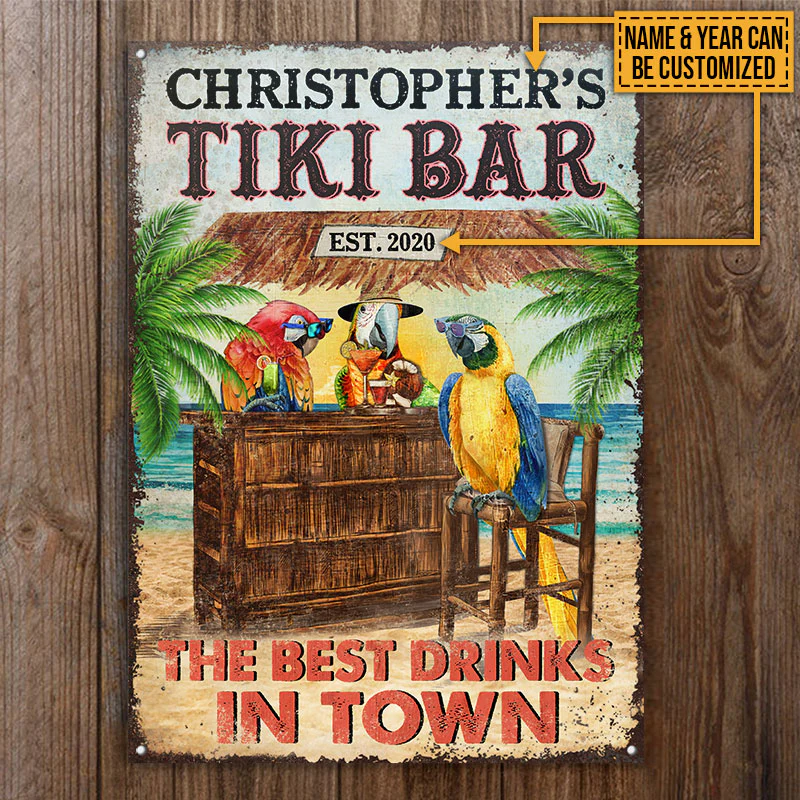 Personalized Tiki Bar Best Drinks Custom Classic Metal Signs