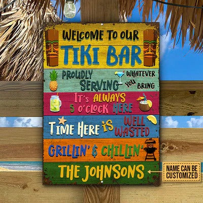 Personalized Tiki Bar Welcome To Our Custom Classic Metal Signs