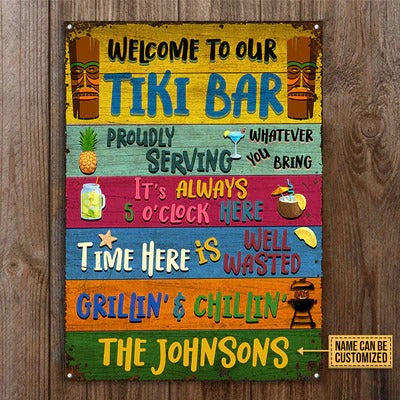 Personalized Tiki Bar Welcome To Our Custom Classic Metal Signs