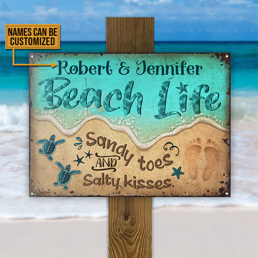 Personalized Turtle Beach Life Sandy Toes Customized Classic Metal Signs