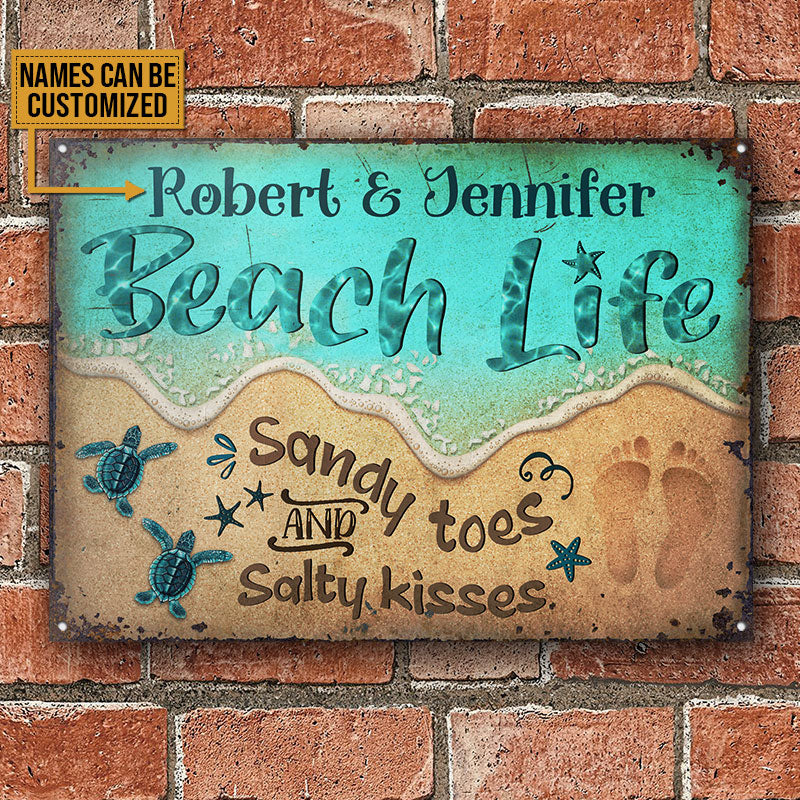 Personalized Turtle Beach Life Sandy Toes Customized Classic Metal Signs