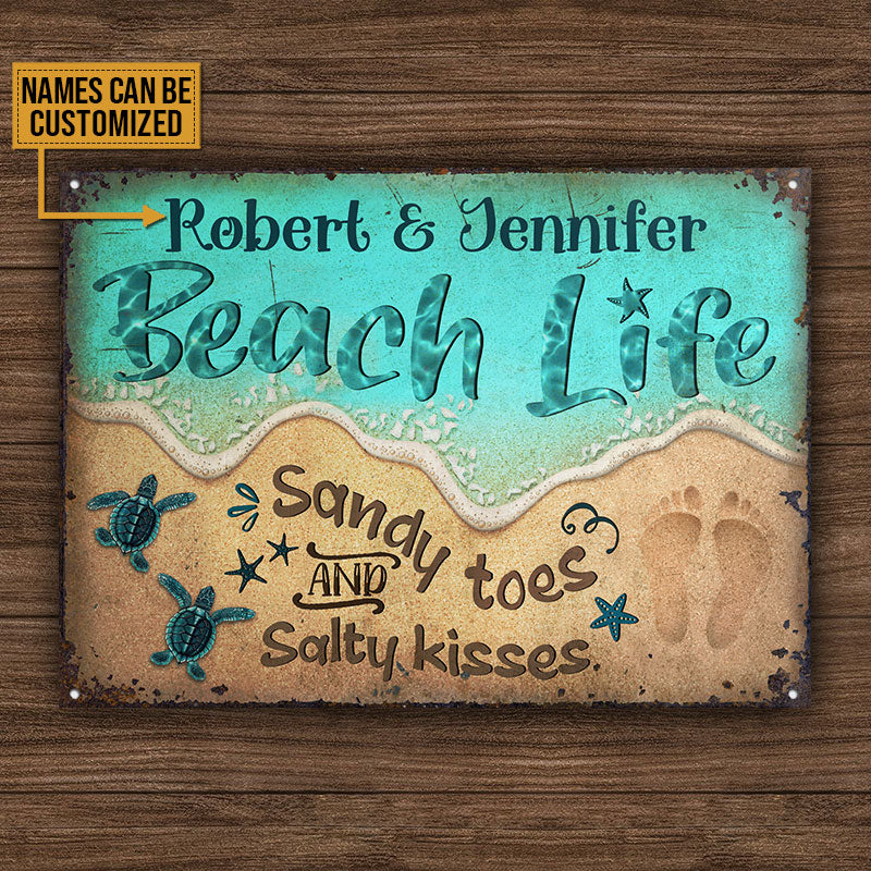 Personalisierte Turtle Beach Life Sandy Toes Personalisierte klassische Metallschilder