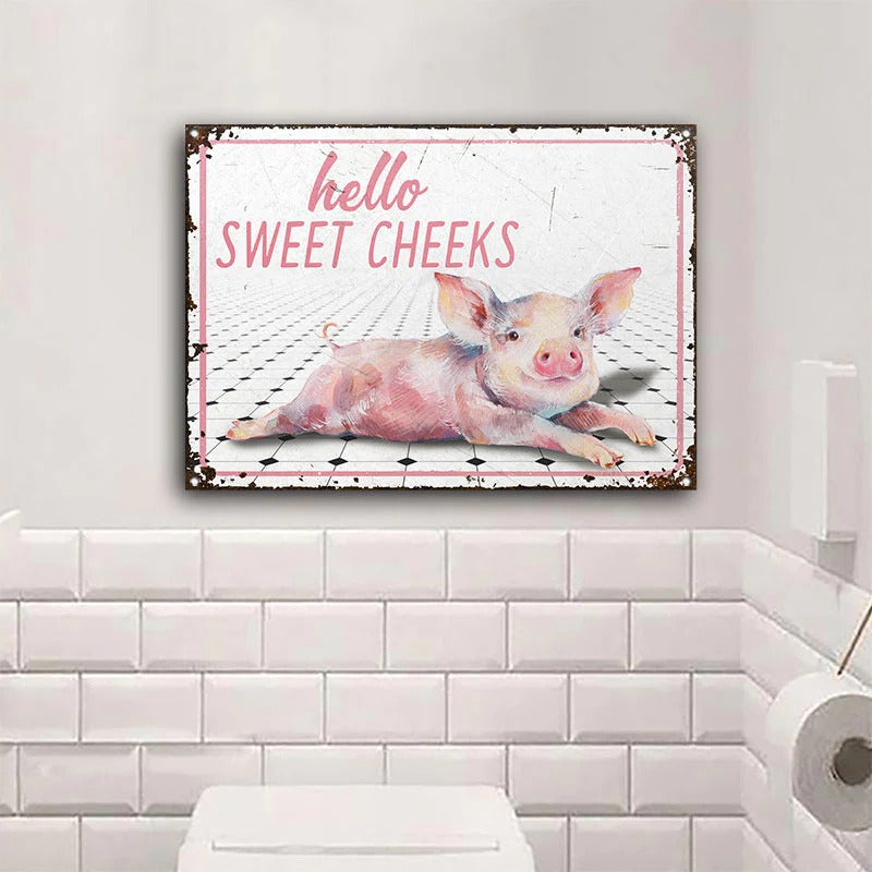 Farm Pig Sweet Cheeks Customized Classic Metal Signs