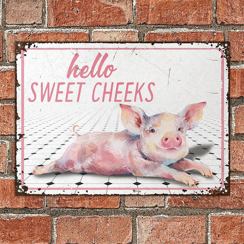 Farm Pig Sweet Cheeks Plaques métalliques classiques personnalisées