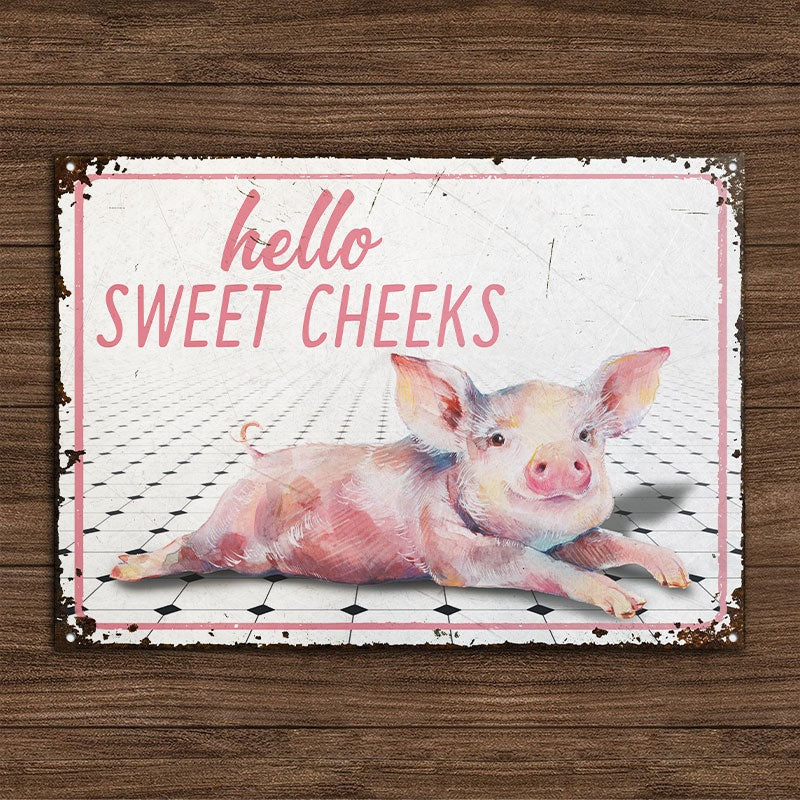 Farm Pig Sweet Cheeks Customized Classic Metal Signs