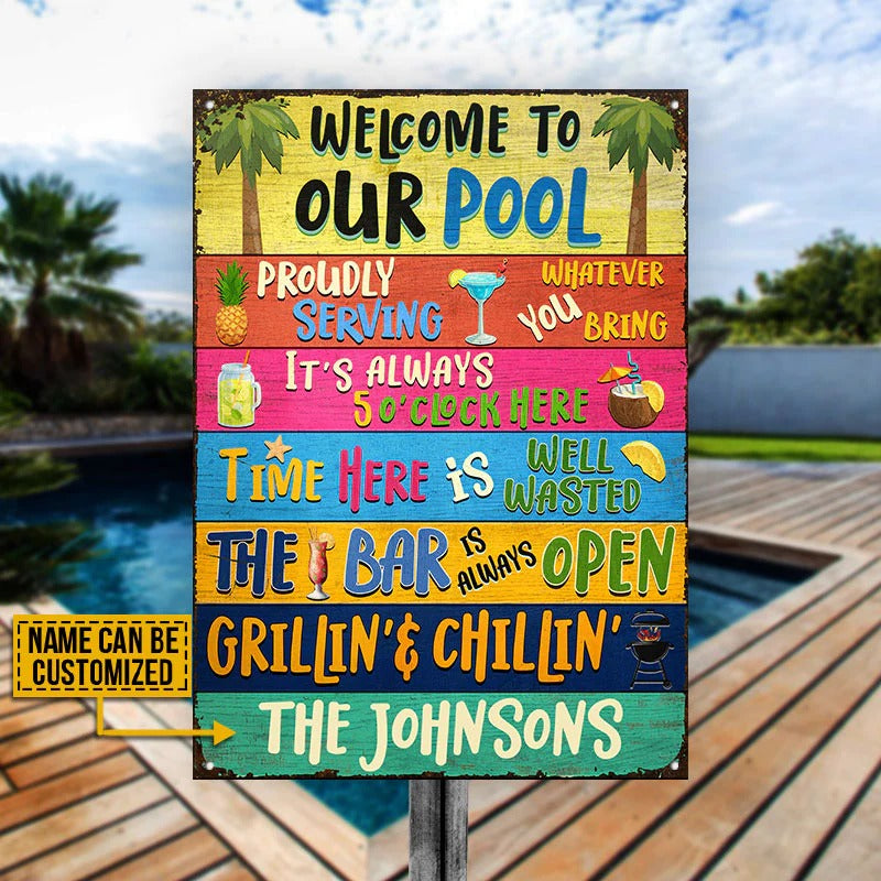 Swimming Pool Bar Grilling Willkommen bei Custom Classic Metal Signs