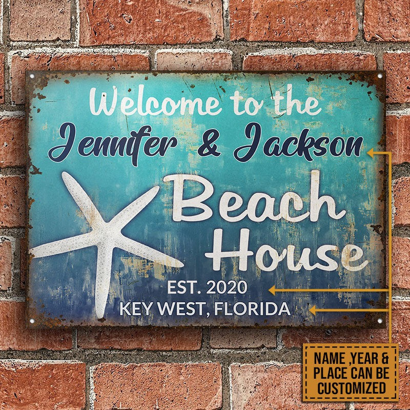 Personalized Beach Welcome To Beach House Custom Classic Metal Signs