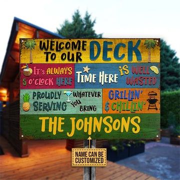 Deck Welcome Grillin And Chillin Plaques Métalliques Classiques Personnalisées