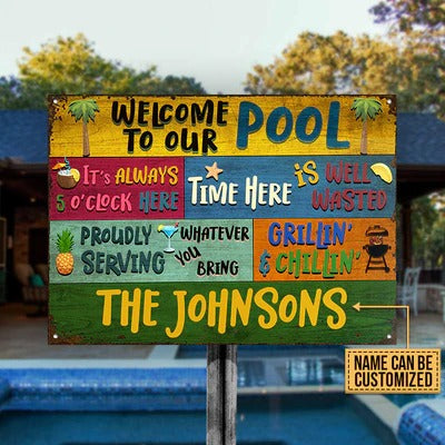 Piscine personnalisée Bienvenue dans nos enseignes métalliques classiques personnalisées