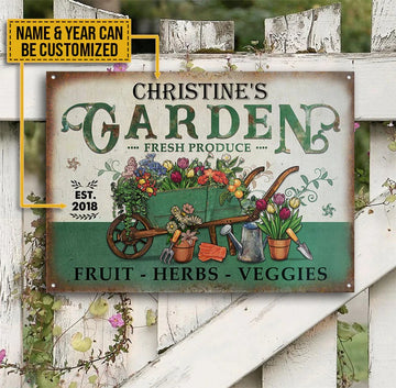 Les sourires de plantes de produits frais de jardin personnalisés cultivent des enseignes en métal classiques personnalisées vintage