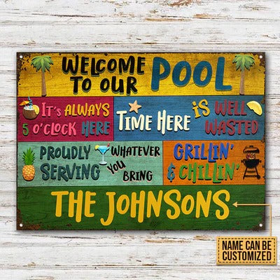 Personalized Swimming Pool Welcome To Our Custom Classic Metal Signs