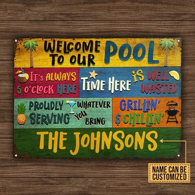 Personalized Swimming Pool Welcome To Our Custom Classic Metal Signs