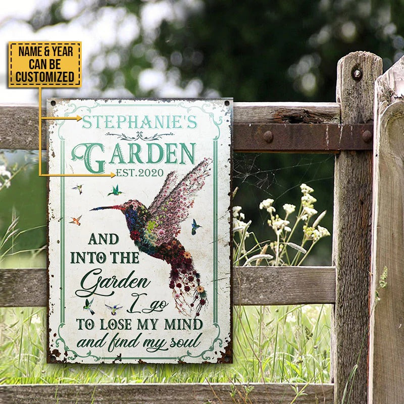 Personalized Hummingbird Garden And Into Customized Classic Metal Signs