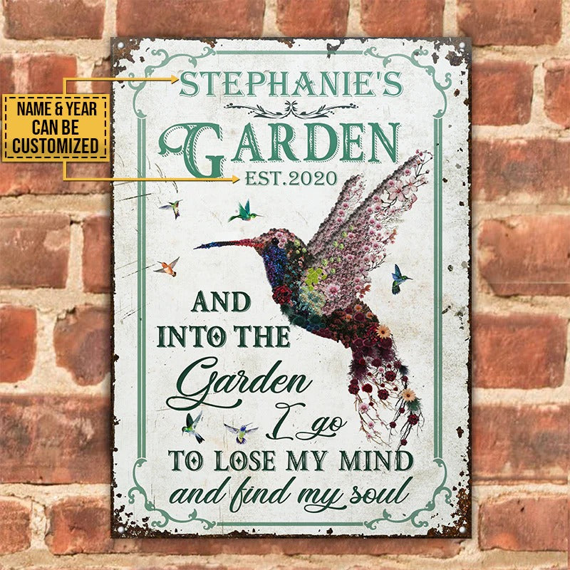 Personalized Hummingbird Garden And Into Customized Classic Metal Signs