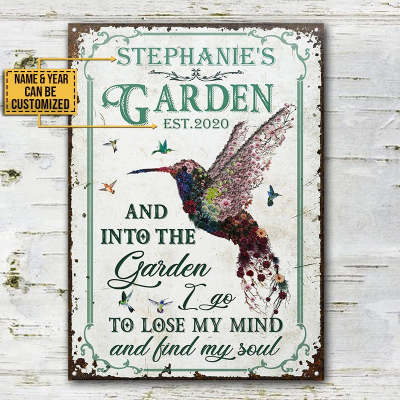 Personalized Hummingbird Garden And Into Customized Classic Metal Signs