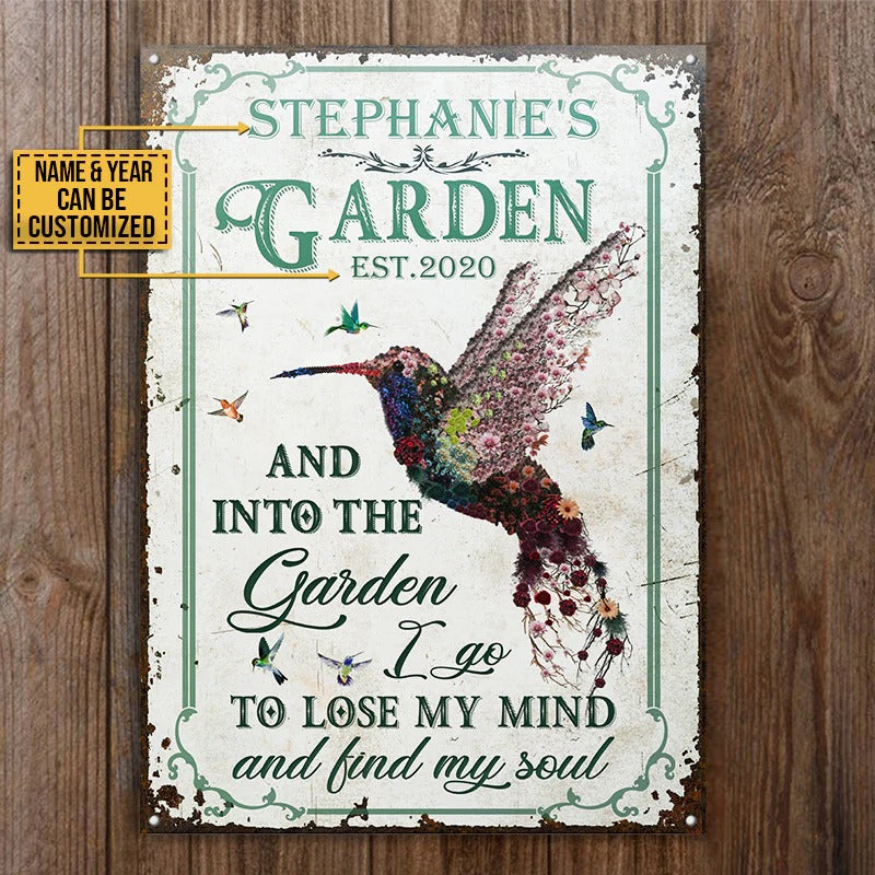 Personalized Hummingbird Garden And Into Customized Classic Metal Signs