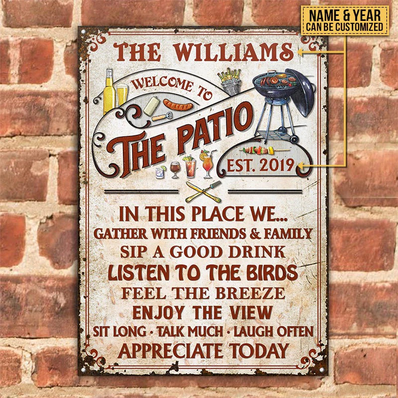 Patio personnalisé Grilling Red Gather With Friends Plaques métalliques classiques personnalisées