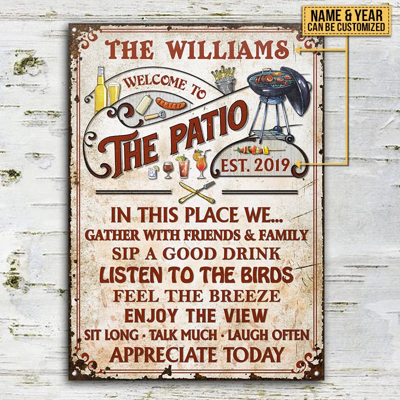 Patio personnalisé Grilling Red Gather With Friends Plaques métalliques classiques personnalisées