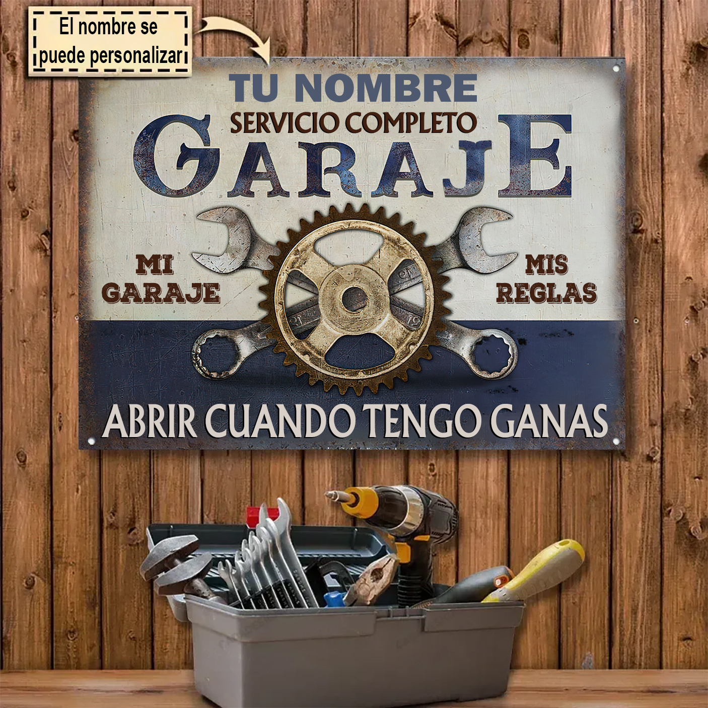 Servicio Completo Garaje - Letrero de metal clásico