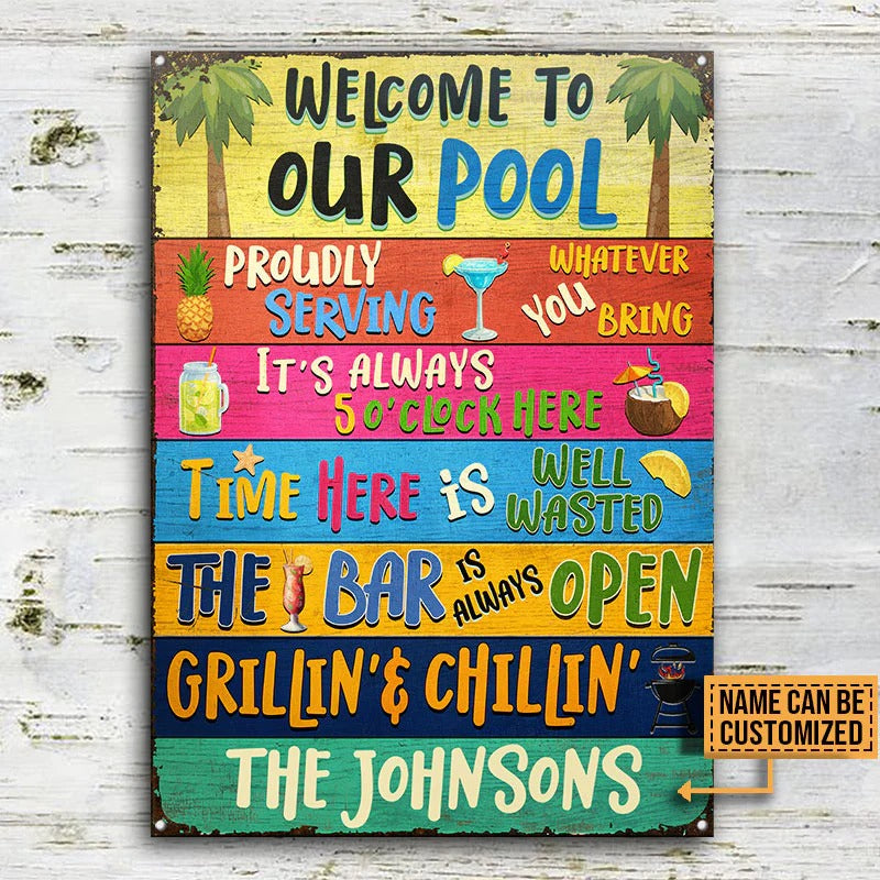 Swimming Pool Bar Grilling Willkommen bei Custom Classic Metal Signs