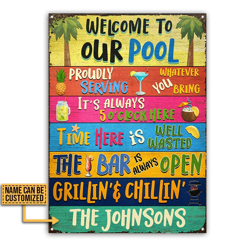 Swimming Pool Bar Grilling Willkommen bei Custom Classic Metal Signs