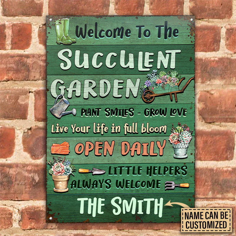 Succulent Garden Plant Smiles Love Custom Classic Metal Signs