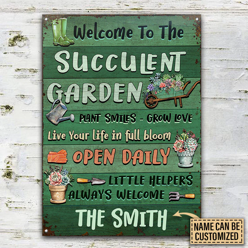 Succulent Garden Plant Smiles Love Custom Classic Metal Signs